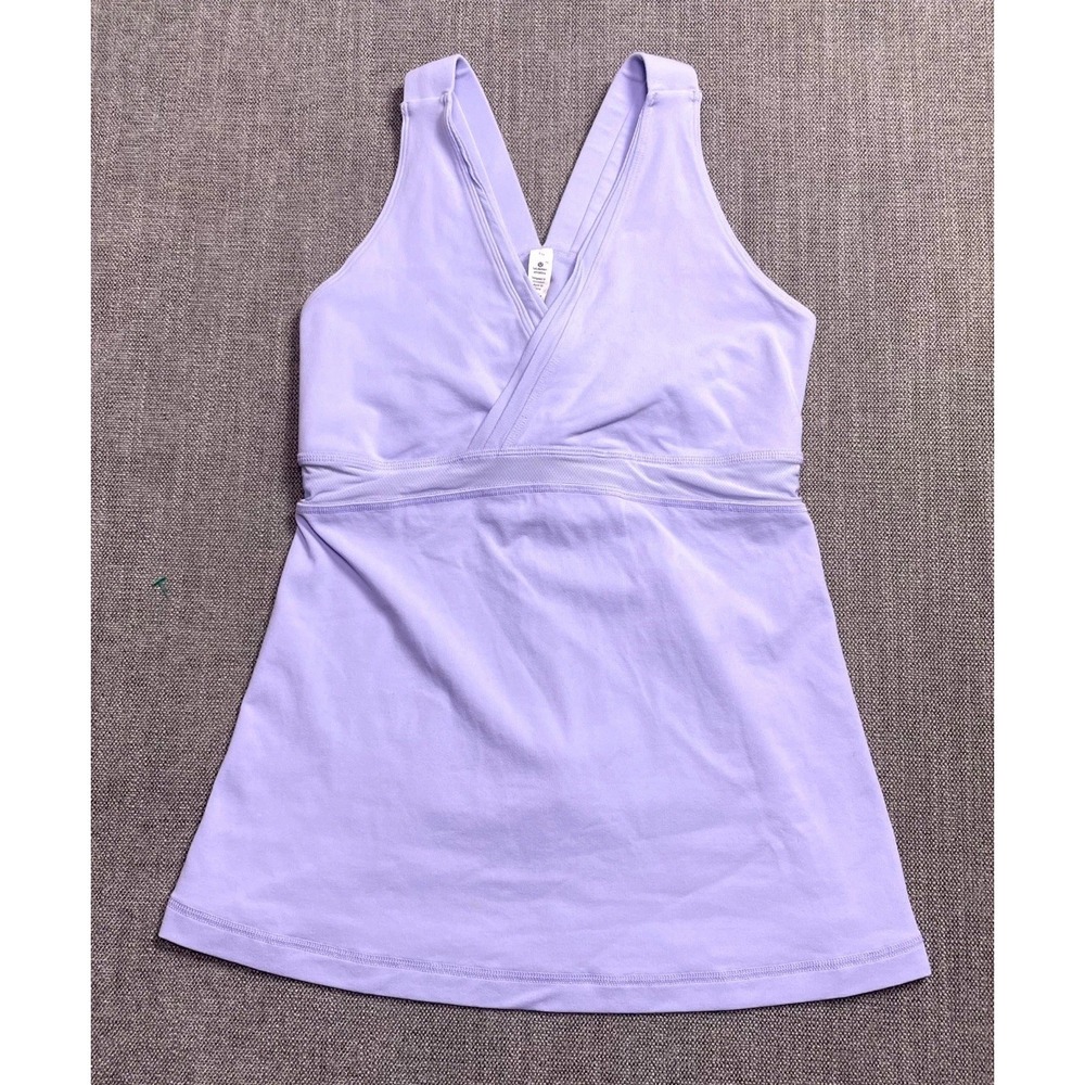Lululemon Deep V Athletic Tank Top Womens 10 Lavender Purple Yoga Racerback
